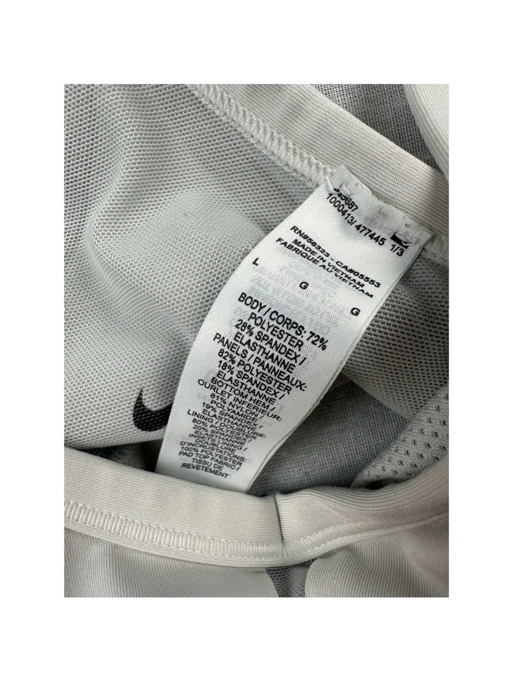 Nike Dri-FIT Indy Light Support Sports Bra Grey Mesh Racerback Womens Large